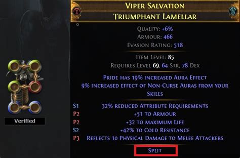 poe split item